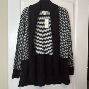 JohnPaulRichard Studio Open Cardigan Sweater Black and White 1X